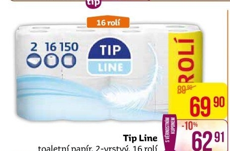 Toaletní papír 2vrstvý Tip Line
