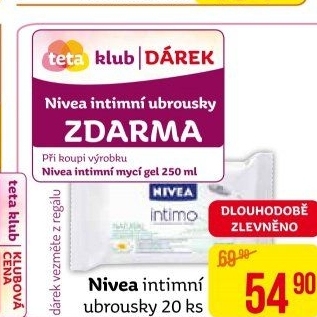 Ubrousky pro intimní hygienu Intimo Nivea