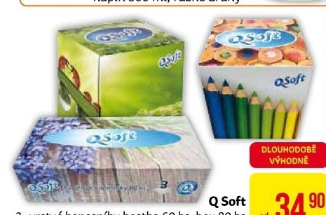 Papírové kapesníčky 3vrstvé Q Soft - box