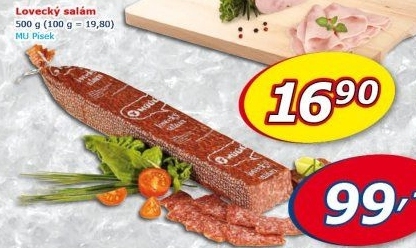 Salám lovecký Maso uzeniny Písek