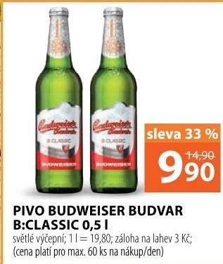 Pivo světlé výčepní B: Classic Budweiser Budvar