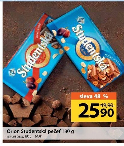 Čokoláda Studentská pečeť Orion