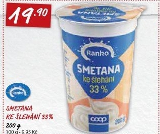 Smetana ke šlehání Ranko 33%