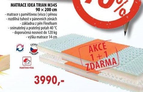 Matrace s potahem IDEA TRIAN 90x200x14 1+1