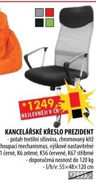 Kancelářské křeslo PREZIDENT černá K1