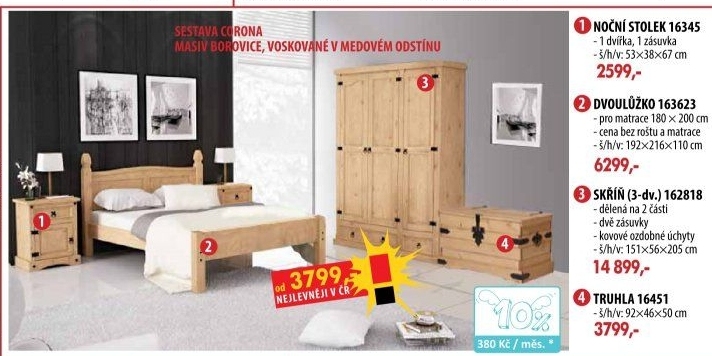 Noční stolek CORONA vosk 16345
