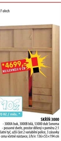 Skříň s posuvnými dveřmi 3000