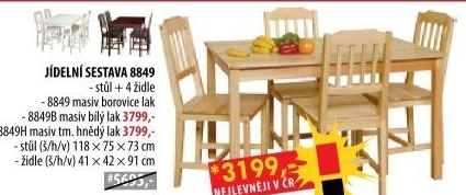 Stůl + 4 židle 8849 lak