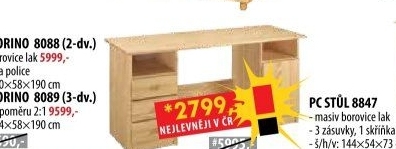 PC stůl 8847 lakovaný