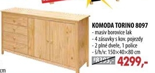 Komoda 2 dveře + 4 zásuvky TORINO