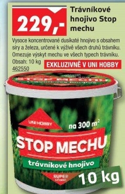 Trávníkové hnojivo Stop mechu Uni Hobby