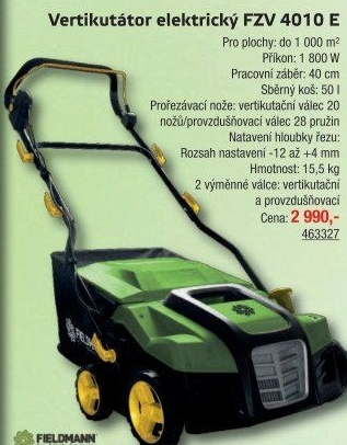Elektrický vertikutátor Fieldmann FZV 4010-E