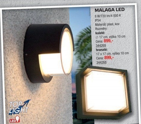 Venkovní nástěnné LED svítidlo Malaga Top Light