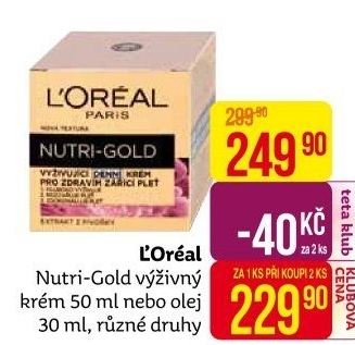 Krém pleťový výživný Nutri Gold L'