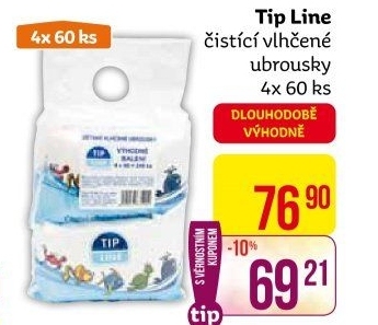 Vlhčené ubrousky dětské Tip Line