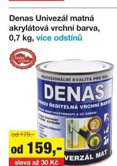 Vodou ředitelná vrchní barva Denas Uni Mat