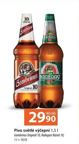 Pivo světlé výčepní Originál 10° Gambrinus