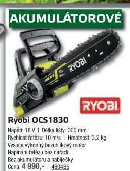 Aku řetězová pila Ryobi OCS1830