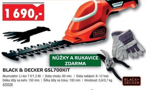 Aku nůžky na trávu a keře GSL 700 Black&amp