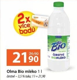 Mléko čerstvé Bio Olma - 3,5% plnotučné