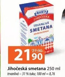 Smetana ke šlehání trvanlivá Jihočeská Madeta 31%