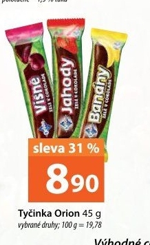 Tyčinky ovocné v čokoládě Orion