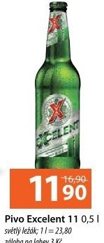 Pivo světlý ležák 11° Excelent Gambrinus
