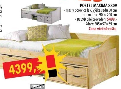 Jednolůžko se zásuvkami MAXIMA