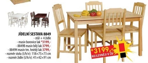 Stůl + 4 židle 8849 lak