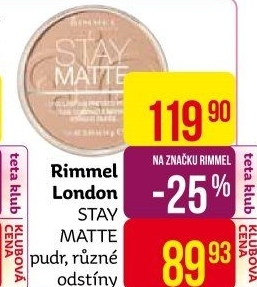 Pudr Stay Matte Rimmel