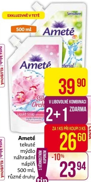 Tekuté mýdlo Ameté- náhradní náplň