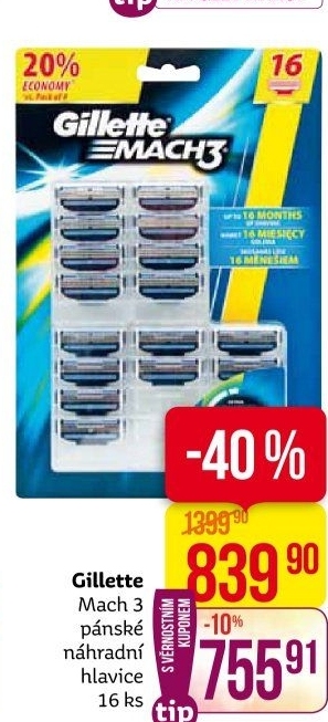 Náhradní hlavice pánské Mach 3 Gillette