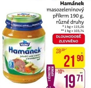 Příkrm masozeleninový Hamánek