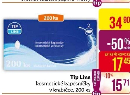 Papírové kapesníčky 2vrstvé Tip Line - box