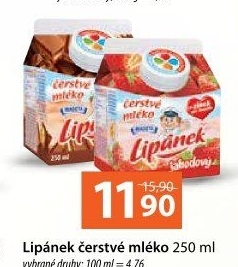 Nápoj mléko čerstvé ochucené Lipánek