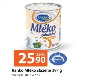 Mléko kondenzované slazené Ranko