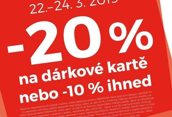 -20% na dárkové kartě nebo -10% hned