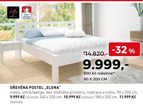 Dřevěná postel Elena
