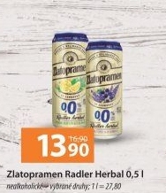 Nealkoholické pivo ochucené Zlatopramen