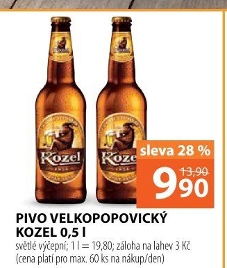 Pivo světlé výčepní 10°Velkopopovický Kozel