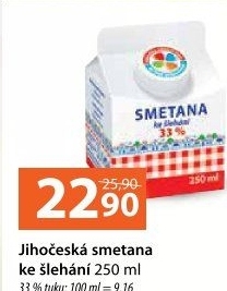 Smetana ke šlehání Jihočeská Madeta 33%