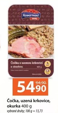 Čočka s uzenou krkovicí a okurkou Vltavotýnské lahůdky