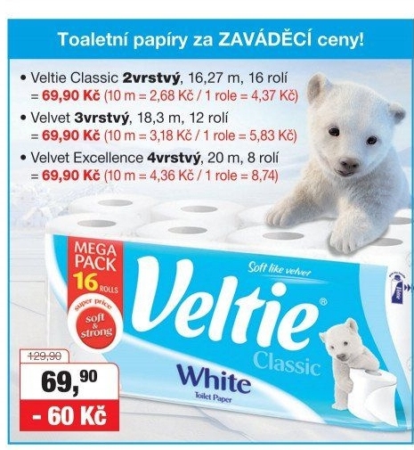 Toaletní papír 2vrstvý Veltie
