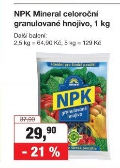 Minerální granulované hnojivo NPK Mineral Forestina