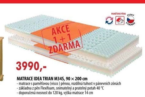 Matrace s potahem IDEA TRIAN 90x200x14 - Akce 1+1 ZDARMA