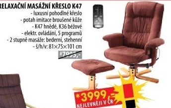 Relaxační masážní křeslo s podnožkou hnědé K47