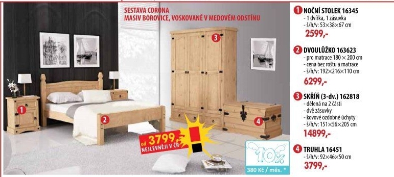 Noční stolek CORONA vosk 16345