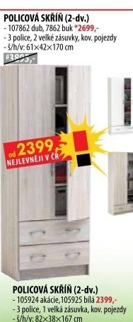 Skříň 2dveřová 107862 dub