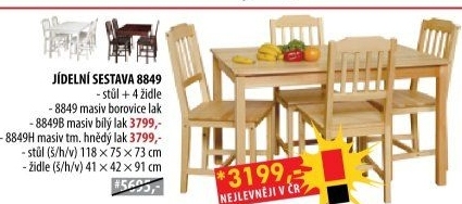 Stůl + 4 židle 8849 lak