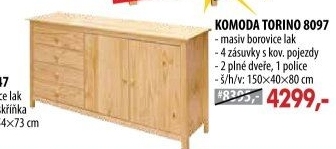 Komoda 2 dveře + 4 zásuvky TORINO